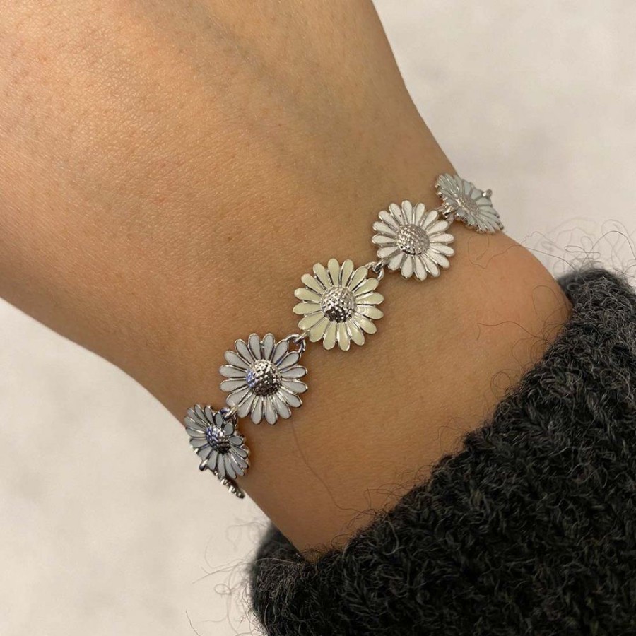 Smycken Georg Jensen | Daisy Armband Silver Vit Emalj