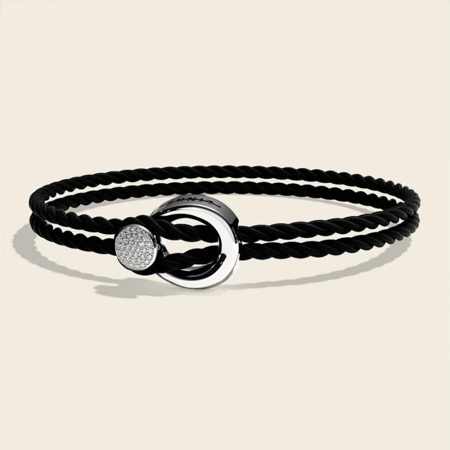 Smycken Links Jewels | Changes Petite Silk Bacelet Black Diamonds