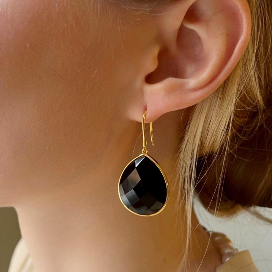 Presenter Charlotte Bonde | Paulina Just Perfect Earrings Svart Obsidian