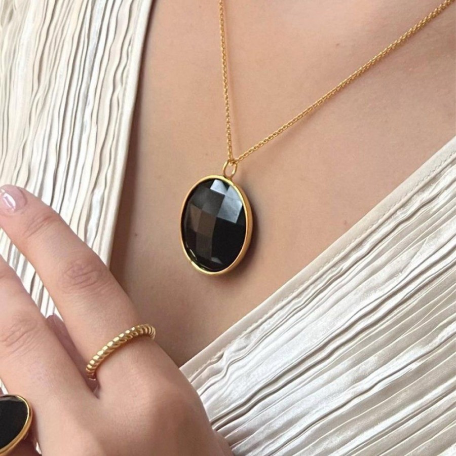 Smycken Charlotte Bonde | Paulina Vanity Necklace Svart Obsidian