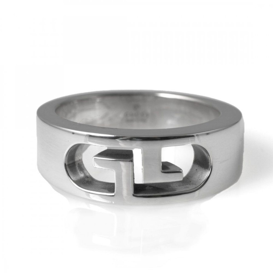 Presenter Gucci | Branded Burnt Ring Silver