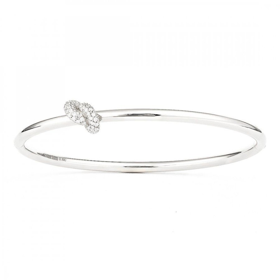 Presenter Engelbert | The Legacy Knot Bangle Pave Vitguld