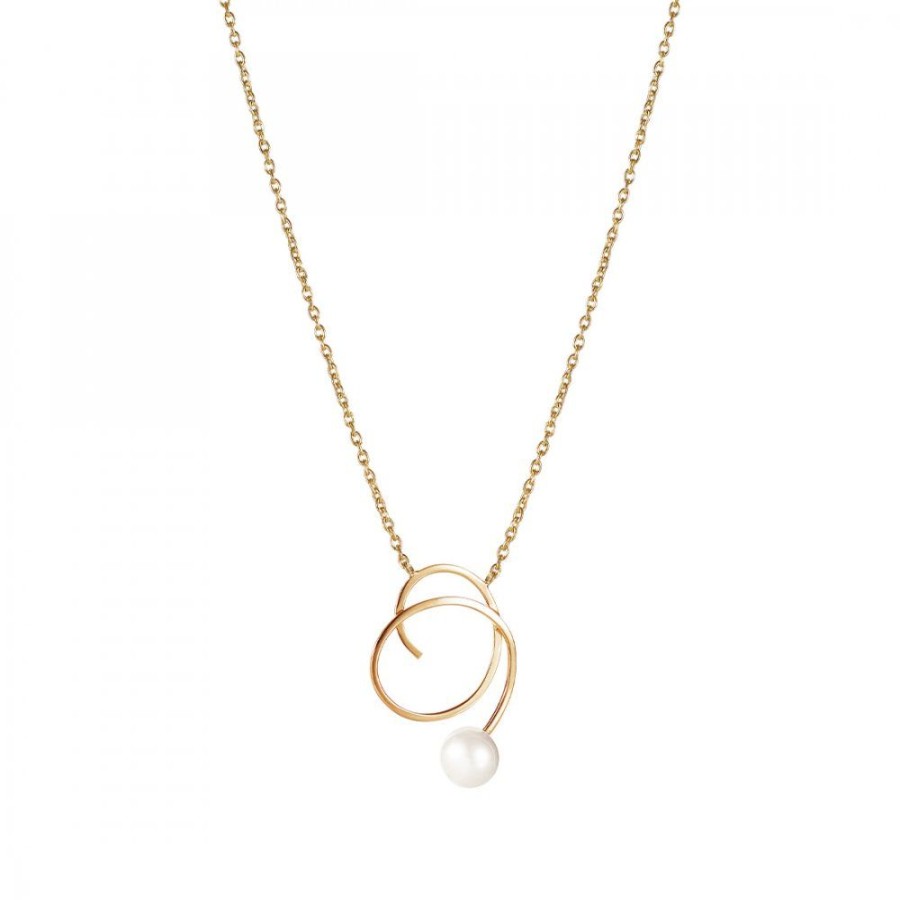 Smycken Efva Attling | Little Curly Pearly Necklace Gold