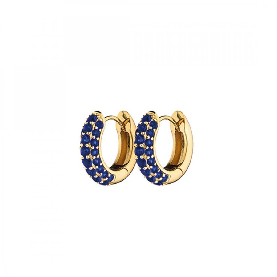 Smycken Charlotte Bonde | Timeless Tiny Hoops Bla Spinell Guld