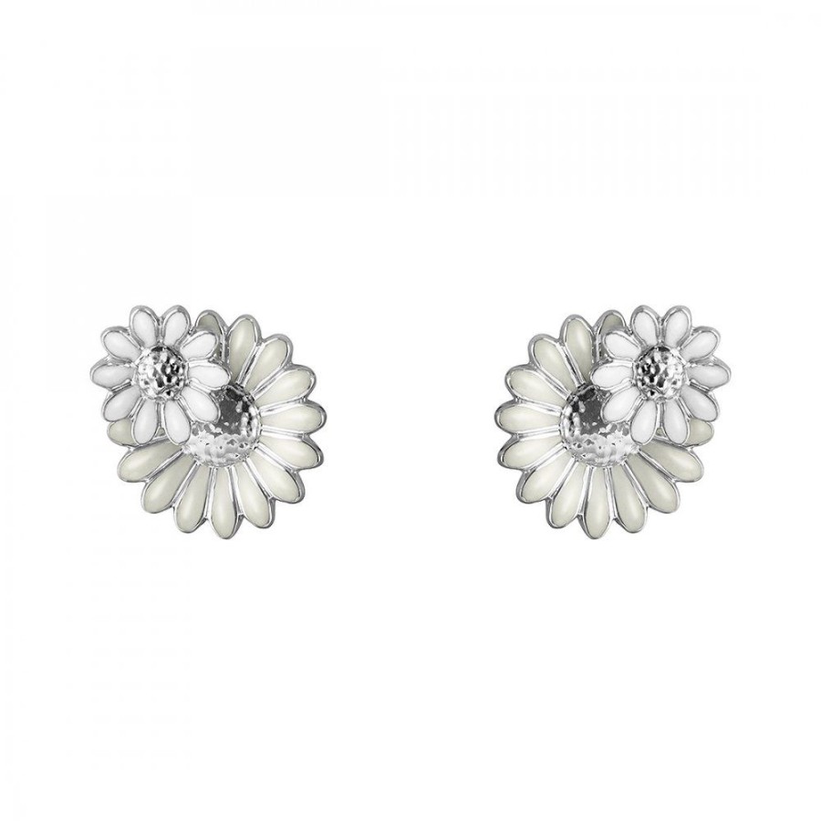 Smycken Georg Jensen | Daisy Orhangen Silver Vit Emalj