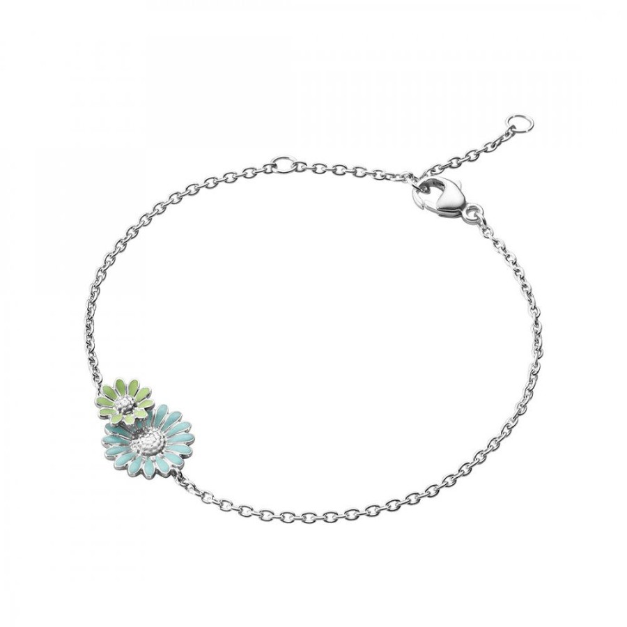 Smycken Georg Jensen | Daisy Armband Silver Bla Och Gron Emalj