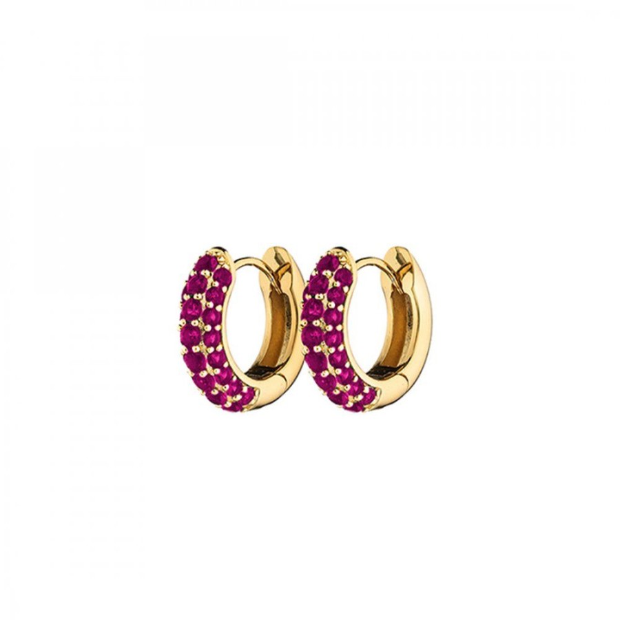 Smycken Charlotte Bonde | Timeless Tiny Hoops Rubin Guld