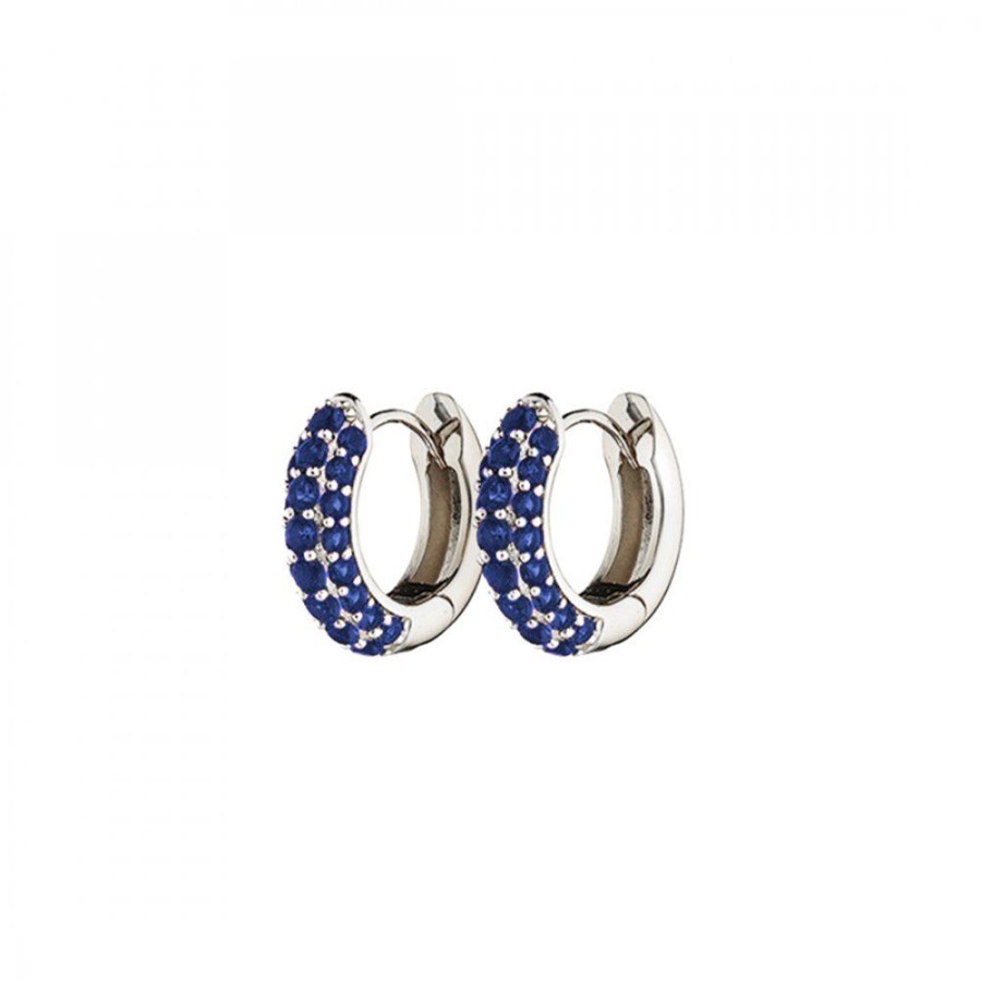 Smycken Charlotte Bonde | Timeless Tiny Hoops Bla Spinell Silver